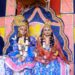 श्री कृष्ण के माखन चोरी की लीला देख भाव विभोर हुए भक्त।