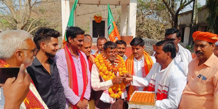नवनियुक्त भाजपा जिला अध्यक्ष का नगर भाजपाइयों ने किया स्वागत।