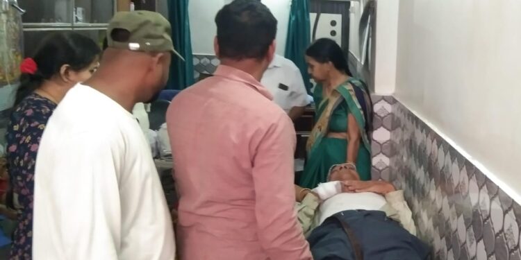 सड़क पार कर रहे बुजुर्ग ब्यक्ति पिकअप के चपेट में आने से हुए घायल।