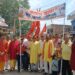 म्योरपुर मे नवरात्रि की शुरुआत के साथ कलश यात्रा निकाली गई।