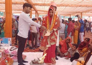 मुख्यमंत्री सामुहिक विवाह में 170 जोड़ो ने ली अग्नि के सात फेरे ।