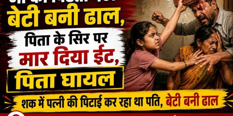 मां को पिटता देख बेटी बनी ढाल, पिता के सिर पर ईंट मारकर बचाई मां।