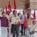 उत्तर प्रदेश में पुलिस द्वारा वामपंथी कार्यकर्ताओं की व्यक्तिगत निगरानी के विरोध में वामदलों का प्रदर्शन।