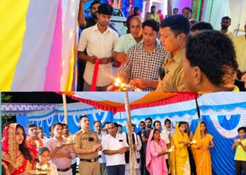थानाध्यक्ष ने फीता काटकर किया रामायण सीरियल का उद्घाटन।