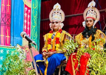 चोपन रेलवे रामलीला में  राम विवाह, के उपलक्ष्य में  भंडारे का आयोजन